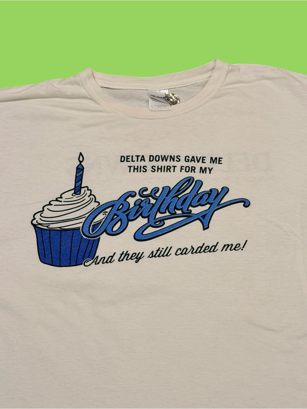 Y2K Vintage Delta Downs Birthday Shirt Funny Novelty Tee Size XL